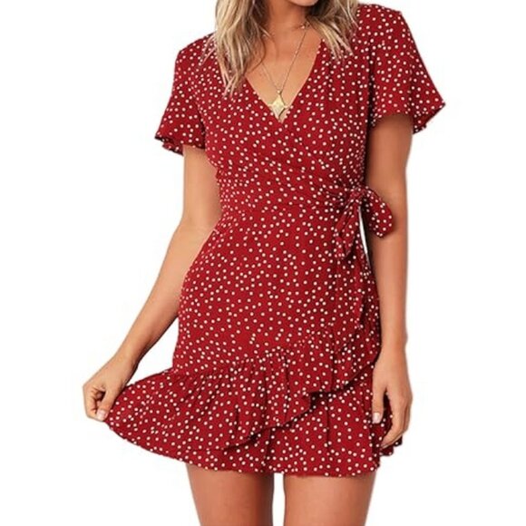 Relipop Summer Women Short Sleeve V Neck Wrap Dress Small Polka Dot Size Small - Picture 3 of 17